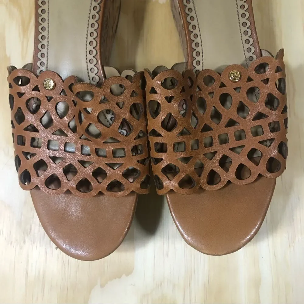 Tory Burch Elaine Wedge Sandals Size 8
